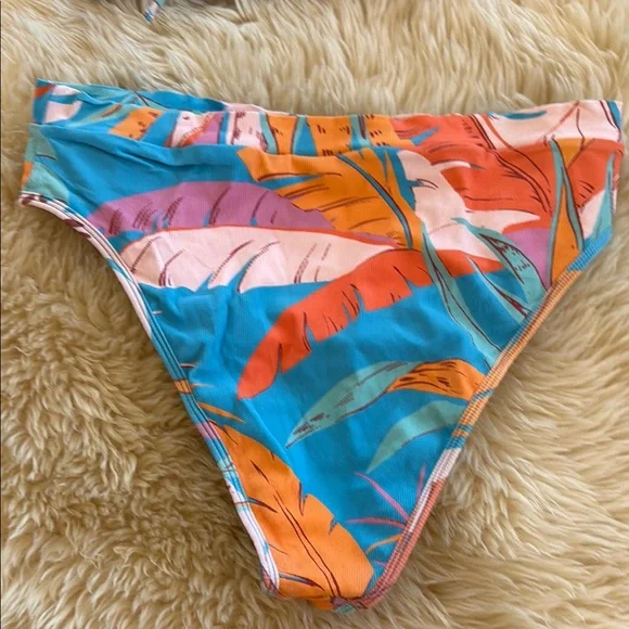 L*Space Blue and Orange Bikini Set with Tropical Print - Picture 4 of 4